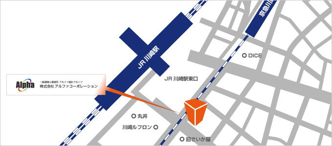 川崎事業所所在地地図